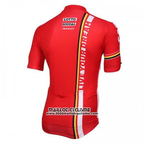 2016 Maillot Ciclismo Lotto Soudal Blanc et Rouge Manches Courtes et Cuissard